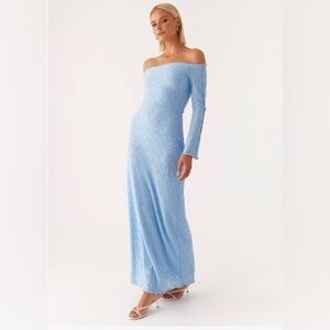 Elourea Maxi Dress - Baby Blue Baby Shower Dress - Peppermayo